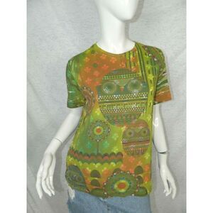 Adamant Top T-Shirt Green Owl Size Small‎